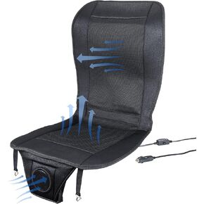 CARTMAN Premium Tech Cooling Car Seat Cushion - Black 12V Adjustable Temperature, Ergonomic Comfort with Enhanced Airflow, Universal Fit for All Vehicles