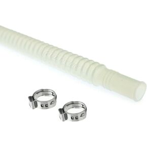 HFP-FH88-330-PX 8mm x 8mm x 330mm Clear Corrugated Flexible Hose Line & Clamps for Fuel Pump Assembly - E85 Compatible