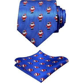 Alizeal Mens Regular Tie and Pocket Square Set for Christmas
