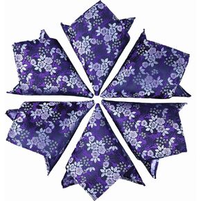 Elfeves 6 Pcs Men Suit Floral Pocket Square Handkerchiefs with Assorted Pattern