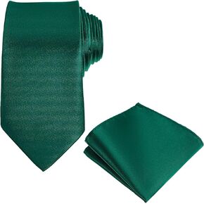 Solid Satin Woven dyed Color Formal Necktie and Pocket Square Sets Mens Solid Color Tie and Handkerchief for Men Wedding Party Formal Business
