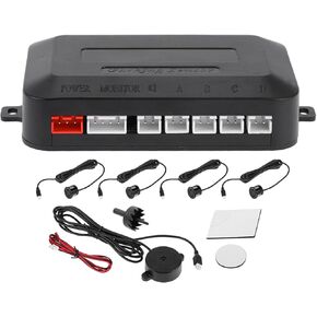 Motoforti Universal Car Auto Vehicle Reverse Backup Radar System Reverse Parking Sensors Alarm Buzzer Reminder Distance Detection Dark Blue 4 Parking Sensors