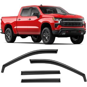 in-Channel Extra Durable Rain Guards for 2019-2024 Chevy Silverado/GMC Sierra 1500 Crew Cab, Side Window Deflectors, Vent Window Visors, Wind Deflectors Smoke - 4 PCS