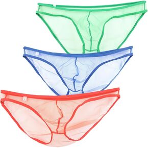 Mens Transparent Mesh Triangle Briefs Underwear See Through Bulge Pouch Sheer Bikini Underpants Panties