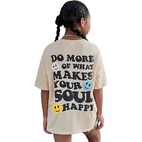 SOLY HUX Girl's Letter Graphic T Shirts Short Sleeve Cute Shirts Oversized Loose Tee Summer Tops in Saudi Arabia