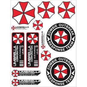 16 pcs Umbrella Corporation Sticker Set, Umbrella Decal Calcomanias Raccoon City Car Window Truck Bumper Bike