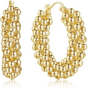 14K Gold Hoop Earrings for Women Unique Large Gold Hoop Earrings Thick Gold Hoop Earrings Chunky Gold Earrings 14K Gold Earrings For Women Elegant Gifts 37mm*8.5mm（Gold）