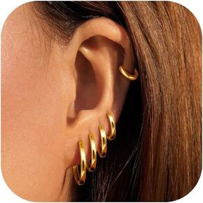 Kakonia 925 Sterling Silver Small Hoop Earrings Cubic Zirconia Huggie Hoop Earrings 18K White Gold Plated Cartilage Piercing Earrings Cute Hoop Earrings for Women Men