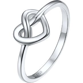Silvora 925 Sterling Silver Knot Ring Promise Ring Heart Love Rings for Women Band Ring Size 4-12, With Gift Box