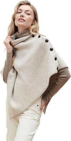 Irish Knit Poncho for Women Herringbone Merino Wool Cardigan Made in Ireland in Saudi Arabia