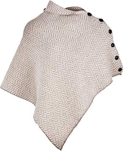 Irish Knit Poncho for Women Herringbone Merino Wool Cardigan Made in Ireland in Saudi Arabia