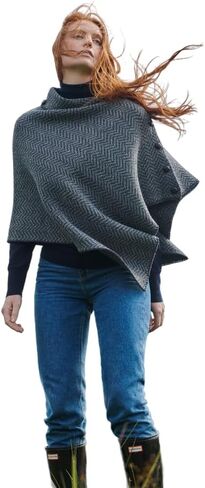 Irish Knit Poncho for Women Herringbone Merino Wool Cardigan Made in Ireland in Saudi Arabia