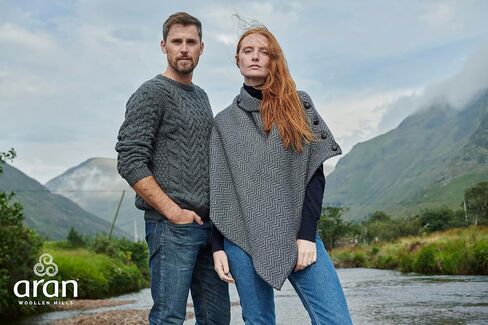 Irish Knit Poncho for Women Herringbone Merino Wool Cardigan Made in Ireland in Saudi Arabia