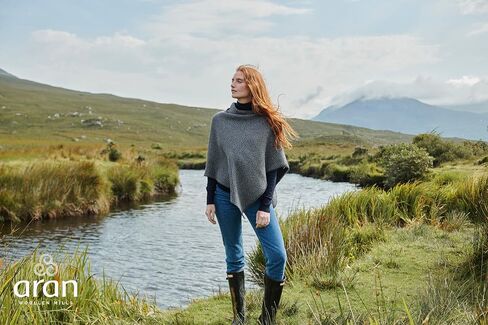 Irish Knit Poncho for Women Herringbone Merino Wool Cardigan Made in Ireland in Saudi Arabia