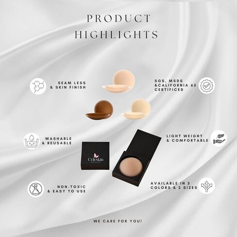 Celeskin Nipple Covers - 2 Piece Adhesive Silicone Pasties for Women, Reusable Sticky Bra Inserts for See-Through Tops. in Saudi Arabia