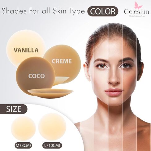 Celeskin Nipple Covers - 2 Piece Adhesive Silicone Pasties for Women, Reusable Sticky Bra Inserts for See-Through Tops. in Saudi Arabia
