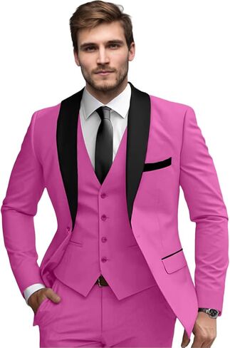 Men's Suit 3 Piece Slim Fit Suits Set Classic Tuxedo Shawl Lapel One Button Suit for Wedding Prom Business Dinner Prom in Saudi Arabia
