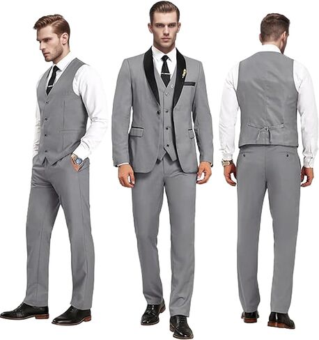 Men's Suit 3 Piece Slim Fit Suits Set Classic Tuxedo Shawl Lapel One Button Suit for Wedding Prom Business Dinner Prom in Saudi Arabia