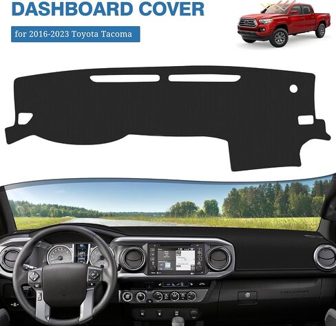 غطاء لوحة القيادة FIILINES لسيارة Toyota Tacoma 2016-2023، ملحقات غطاء لوحة القيادة، غطاء حماية شبكي غير قابل للانزلاق بدون وهج أسود in Saudi Arabia
