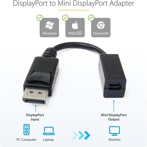 StarTech.com 3ft (1m) DisplayPort to Mini DisplayPort Cable - 4K x 2K UHD Video - DisplayPort Male to Mini DisplayPort Female Adapter Cable - DP Computer to mDP 1.2 Monitor Extension Cable (DP2MDPMF3) in Saudi Arabia