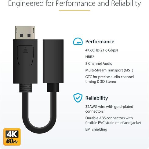 StarTech.com 3ft (1m) DisplayPort to Mini DisplayPort Cable - 4K x 2K UHD Video - DisplayPort Male to Mini DisplayPort Female Adapter Cable - DP Computer to mDP 1.2 Monitor Extension Cable (DP2MDPMF3) in Saudi Arabia
