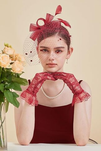 Gionforsy Fascinators Hat for Women Tea Party Headband Kentucky Derby Wedding Mesh Feathers Hair Clip in Kuwait