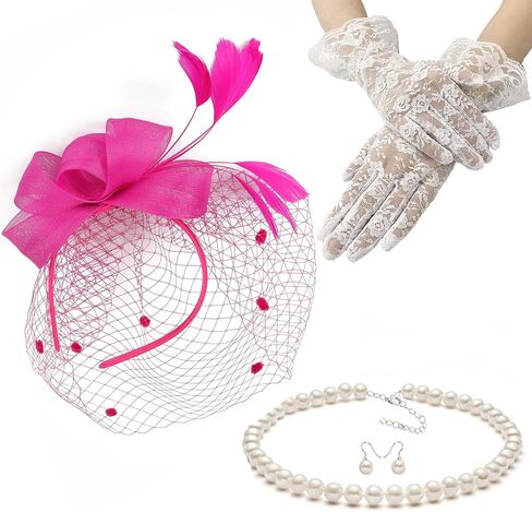 Gionforsy Fascinators Hat for Women Tea Party Headband Kentucky Derby Wedding Mesh Feathers Hair Clip in Kuwait