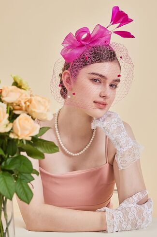 Gionforsy Fascinators Hat for Women Tea Party Headband Kentucky Derby Wedding Mesh Feathers Hair Clip in Kuwait