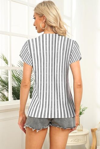 Womens Petal Sleeve Tops Summer Trendy T Shirt Casual Loose Square Neck Button Blouse Tees in Saudi Arabia