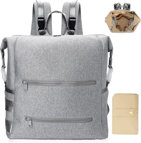 Omanmoli Diaper Bag Backpack, Large Neoprene Baby Bag for Boys Girls | 15 Diaper Bag Organizer,2 Insulated Pockets,Laptop Padded Sleeve,Convertible Back Pocket,Changing Pad,Stroller Straps in Saudi Arabia