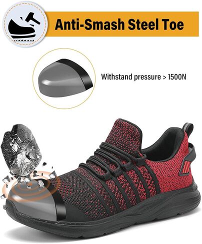Steel Toe Shoes for Men Safety Puncture Proof Comfy Work Sneakers Lightweight Breathable Non-Slip Construction Shoes in Saudi Arabia