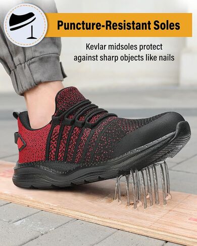 Steel Toe Shoes for Men Safety Puncture Proof Comfy Work Sneakers Lightweight Breathable Non-Slip Construction Shoes in Saudi Arabia