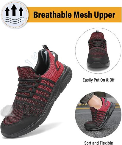 Steel Toe Shoes for Men Safety Puncture Proof Comfy Work Sneakers Lightweight Breathable Non-Slip Construction Shoes in Saudi Arabia