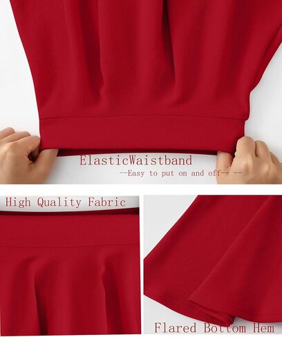 Girls Skirt School Uniform Skirts for Girls Casual Mini Flare Plain Pleated Stretch Waist Skater Skirt Red-Size5-6Y in Saudi Arabia