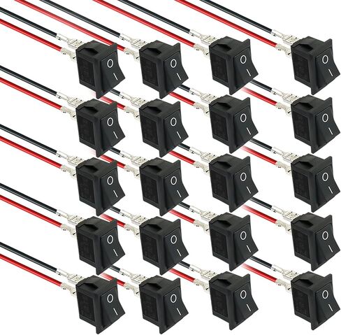 15Pcs KCD3-101 250V/15A, 125V/20A Red Light Illuminated LED On/Off SPST 3 Pin 2 Position Mini Boat Rocker Switch in Saudi Arabia