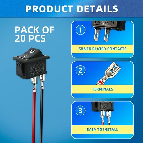 15Pcs KCD3-101 250V/15A, 125V/20A Red Light Illuminated LED On/Off SPST 3 Pin 2 Position Mini Boat Rocker Switch in Saudi Arabia