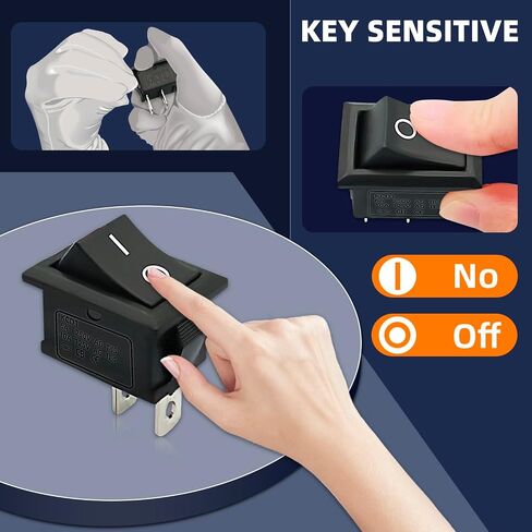 15Pcs KCD3-101 250V/15A, 125V/20A Red Light Illuminated LED On/Off SPST 3 Pin 2 Position Mini Boat Rocker Switch in Saudi Arabia