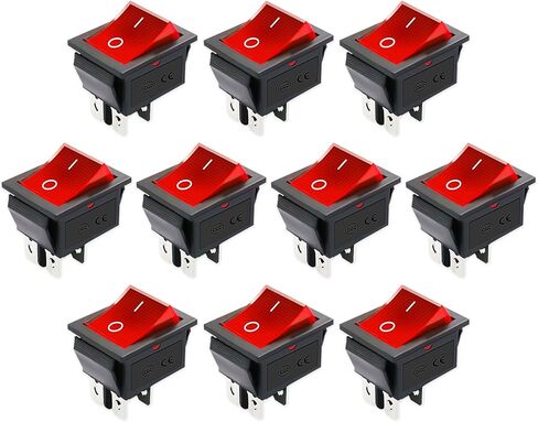 15Pcs KCD3-101 250V/15A, 125V/20A Red Light Illuminated LED On/Off SPST 3 Pin 2 Position Mini Boat Rocker Switch in Saudi Arabia