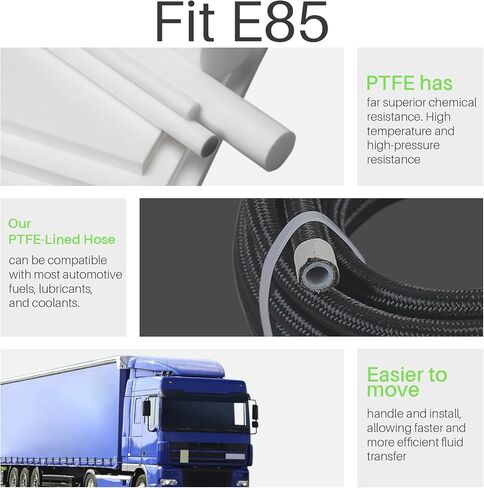 4AN 1/4 PTFE E85 خرطوم مضفر خط الوقود تركيب عدة 20FT نقل النفط برودة خط النايلون الفولاذ المقاوم للصدأ الأسود in Kuwait