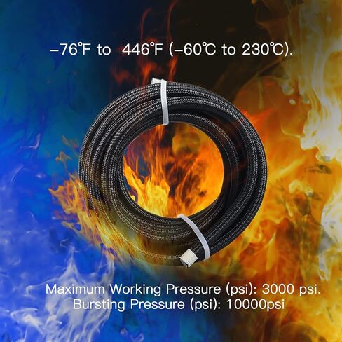 4AN 1/4 PTFE E85 خرطوم مضفر خط الوقود تركيب عدة 20FT نقل النفط برودة خط النايلون الفولاذ المقاوم للصدأ الأسود in Kuwait