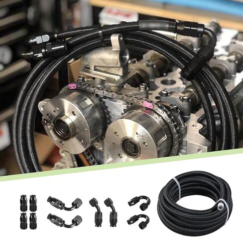 4AN 1/4 PTFE E85 خرطوم مضفر خط الوقود تركيب عدة 20FT نقل النفط برودة خط النايلون الفولاذ المقاوم للصدأ الأسود in Kuwait