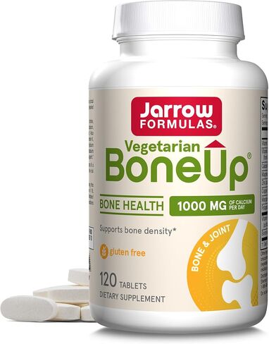 Jarrow Formulas BoneUp، 1000 مجم من الكالسيوم يوميًا، وفيتامين د3، والبورون والمعادن النزرة لصحة العظام ودعم المفاصل، 120 قرصًا نباتيًا in Kuwait