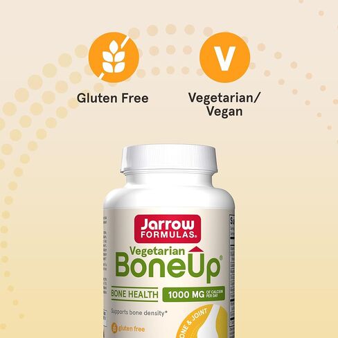 Jarrow Formulas BoneUp، 1000 مجم من الكالسيوم يوميًا، وفيتامين د3، والبورون والمعادن النزرة لصحة العظام ودعم المفاصل، 120 قرصًا نباتيًا in Kuwait