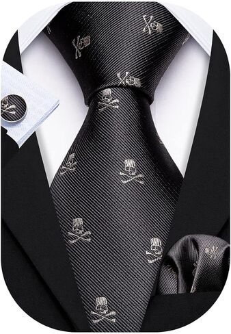Barry.Wang Fun Animal Ties for Men Designer Handkerchief Cufflink WOVEN Casual Necktie Set Festival in Kuwait
