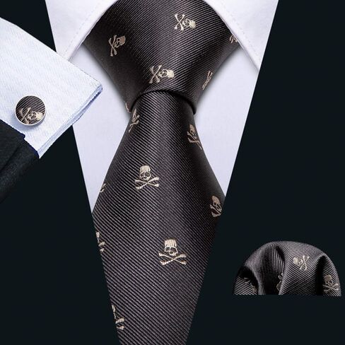 Barry.Wang Fun Animal Ties for Men Designer Handkerchief Cufflink WOVEN Casual Necktie Set Festival in Kuwait