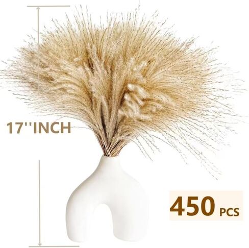 450 PCS Exquisite Natural Pampas Grass Decor - Versatile Reed Grasses for Home & Event Decoration, Pompous Fluffy Tall Dried Reed Grass - Perfect for Vases, Wreaths & Table Centerpieces in Saudi Arabia