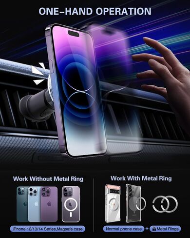 volport for Magsafe Car Mount [فتحة تهوية ولوحة القيادة]: حامل هاتف مغناطيسي للتهوية الدائرية/الأفقية/الرأسية، مغناطيس قوي لهاتف iPhone 15 14 13 12 Pro Max Plus Samsung S24 Ultra in Saudi Arabia