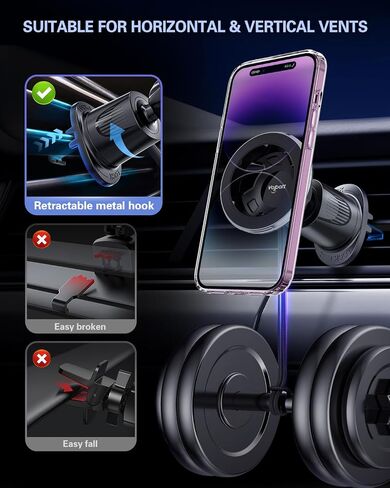 volport for Magsafe Car Mount [فتحة تهوية ولوحة القيادة]: حامل هاتف مغناطيسي للتهوية الدائرية/الأفقية/الرأسية، مغناطيس قوي لهاتف iPhone 15 14 13 12 Pro Max Plus Samsung S24 Ultra in Saudi Arabia