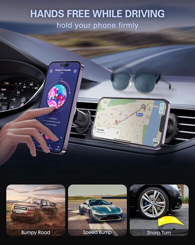 volport for Magsafe Car Mount [فتحة تهوية ولوحة القيادة]: حامل هاتف مغناطيسي للتهوية الدائرية/الأفقية/الرأسية، مغناطيس قوي لهاتف iPhone 15 14 13 12 Pro Max Plus Samsung S24 Ultra in Saudi Arabia