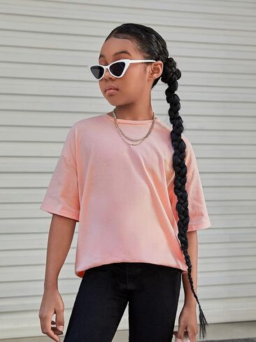 SOLY HUX Girl's Letter Graphic T Shirts Short Sleeve Cute Shirts Oversized Loose Tee Summer Tops in Saudi Arabia
